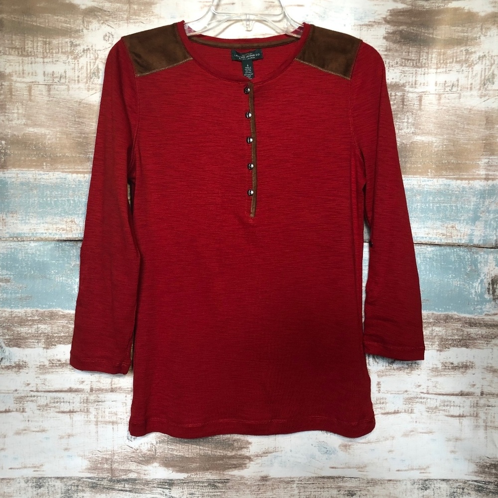 Ralph Lauren Women's Red Henley Top
